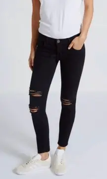 Current/Elliott The Stiletto Jeans in Jet Black Destroy Skinny Distressed crop