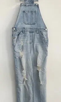 No Boundaries Blue‎ Women's Denim Overall Pants Relaxed Size M 7/9 - Size M