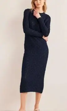 Boden Navy Blue Pointelle-Knit Midi Crochet Dress Size 2R