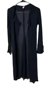 Ruby‎ Rox Cardigan Womens Size Small Black Sheer Open Front Wavy Hem Vintage Y2K