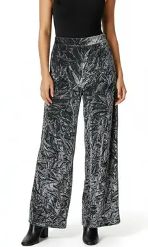 Pretty Little Thing Crushed Velvet Wide Leg Palazzo Pants Womens 12 Silver NYE