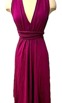 Laundry by Shelli Segal Convertible Halter Magenta Pink Jersey Dress Size M/L