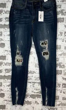 Judy blue | women nwt denim skinny fit distressed with cheetah print patches
