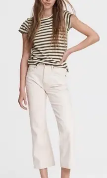 Rag & Bone Jeans Maya High‎ Rise Straight Ecru 24 Organic Cotton Button Fly