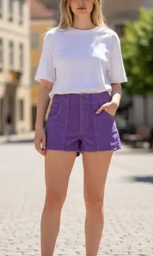 Hammies Women’s High Rise Purple Corduroy Retro Mini Shorts Size 26