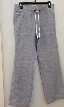 Athleta Pants Wide Leg Linen Bali Trouser Drawstring Stripe Pull On. 2