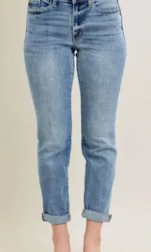 Judy Blue Bleach Wash Boyfriend Jeans Size 14W In Light Blue Stretch Denim 82335
