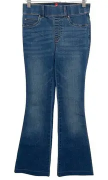 SPANX Womens Whiskered Pull On  Stretch Bootcut Flare‎ Jeans Blue Size XS