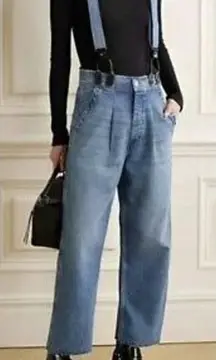 Re/done x Hikari Mori High-Rise Wide Leg Jeans with Braces in Blue Sz. 26