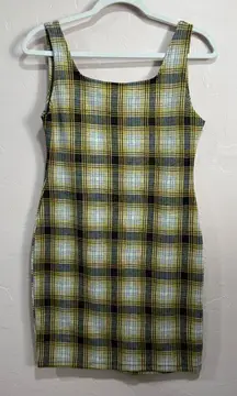 Yellow plaid mini dress