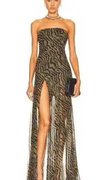 retrofete Nicole Dress in Tiger Stripe Small New Womens Long Maxi Gown