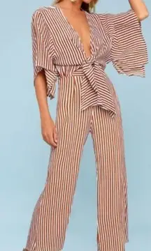 Faithfull the Brand Tilos Striped Tie-Front Jumpsuit
