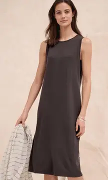 Eileen Fisher PL Petite Large Khaki Green Sleeveless Minimalist Pullover Dress