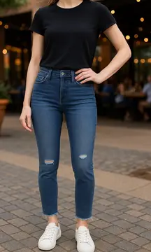 Wit & Wisdom Ab-Solution Distressed High Rise Blue Ankle Jeans Size 4