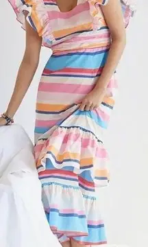 Anthropologie  Plenty By Tracy Reese Ruffled Maxi Dress ruffle stripe pin small