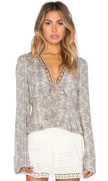 Free‎ People Time of Your Life Top in Ivory Combo Size Small