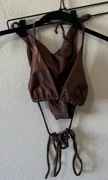 TAN + Lines by Sivan Ayla Chocolate Brown Shimmery Bikini Set M/L Summer Vacay