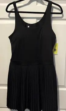 All in Motion Black Pleated Mini Dress