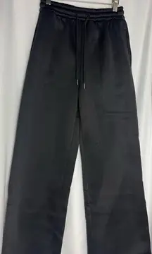 Black Wide-Leg Pants joggers pull on drawstring Small NWOT
