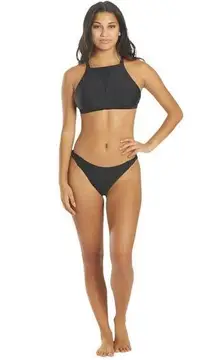 prAna Women's Black Regan High Neck Bikini Top with Mesh Detail Size Small