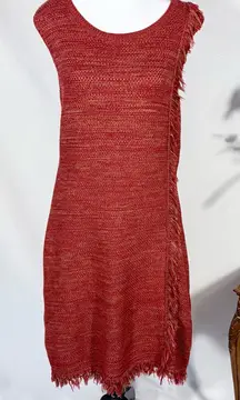Holding Horses (Anthropologie) Sleeveless Fringe Knit Midi Sweater Dress – XL 💛
