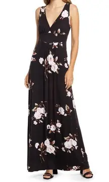 Loveappella Nordstrom Floral Print V-Neck Jersey Maxi Dress Size S New Reg $68.