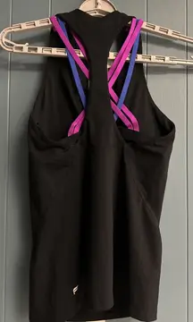 Fabletics Women's Criss Cross Tank‎ Top Strappy Boost Built In Bra Black Size S