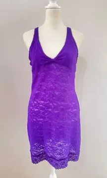 victoria's secret purple lace slip on adjustable strap mini dress