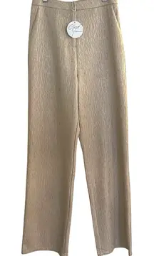 Cloud Ten Textured Wide Leg Pants Beige Gold Women's Size Medium