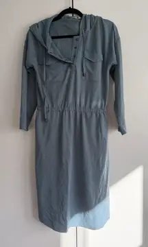 Soft Surroundings Blue Casual Drawstring Hoodie Dress‎ Size Small