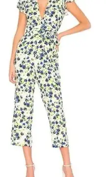 PRIVACY PLEASE White Floral Cropped Jumpsuit Size XXS