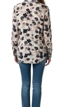 Cabi Floral Plaid Flannel Button Down Womens M Pink White 100% Cotton Western