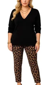 THS Kimono V Sweater Black Short Sleeves VNeck Knit Empire Waist Sweater Small