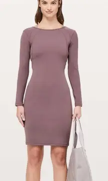 NWT Lululemon Contour Dress *Nulu Antique Bark Mauve- Size 8