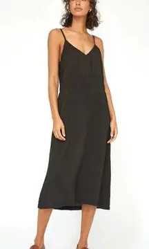 LACAUSA Alma Midi Slip Dress In Tar / Black Size XS X-Small