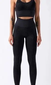 Women Workout  2 Pieces Snake Print Seamless Leggings with Paded Sport