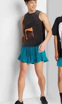 Wild Fable Womens Shorts Sz M High‎ Waisted Flutter Dark Teal Blue