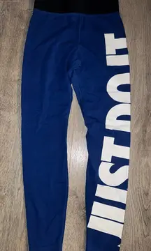 RARE NIKE Royal Blue “JUST DO IT” Leggings S