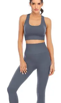Women’s Set Workout Nova Active Leggings And Top Active Wear Gray Size Medium