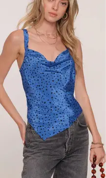 NWT Heartloom Janina Animal Print Silky Sexy Cowl Cami Top in Cobalt - Sz Small