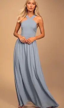 Lulus NWT - Air of Romance Light Blue Maxi Dress Bridesmaid Wedding