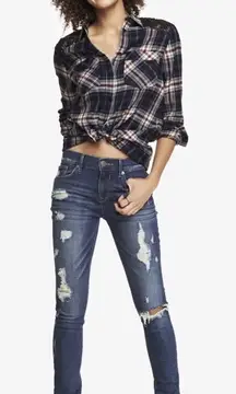 ✨HP✨Blue Dark Mid Rise Distressed Jean Legging✨