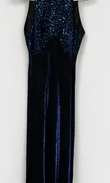 VTG BLONDIE‎ and ME EVENING, Size 9/10, Blue Sparkle/Lined Dress w/Sequins. Mesh