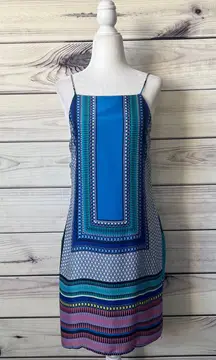 Silky Multicolor Scarf Patterned Backless Cami Dress