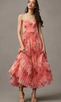NWT Hutch Costella Strapless Pleated Floral Tulle Midi Dress Sz 6 $398