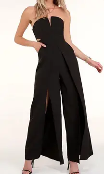 Lulu's Black Strapless Cutout Jumpsuit Size XS
