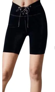 Year Of Ours Velvet Football Lace-Up Biker legging Shorts Women’s Small Black