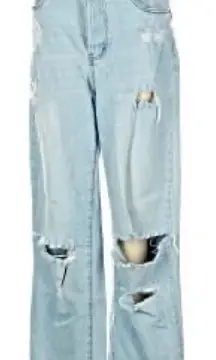 Refuge Light Blue Distressed Flare Jeans