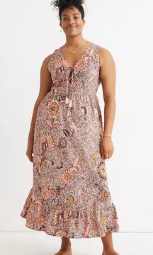 Madewell Lace-Up Ruffle-Hem Midi Dress in Bali‎ Blooms Size 0