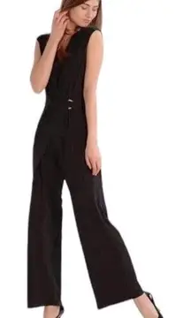MICHAEL KORS Front Wrap Wide Leg Black Jumpsuit Size 2X NEW